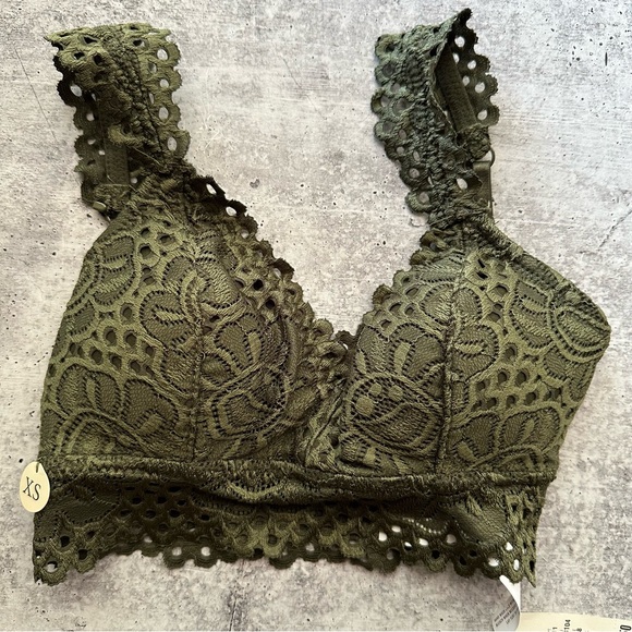 NWT Aeropostale Classic Lace Bralette Green Size XS - Picture 1 of 5